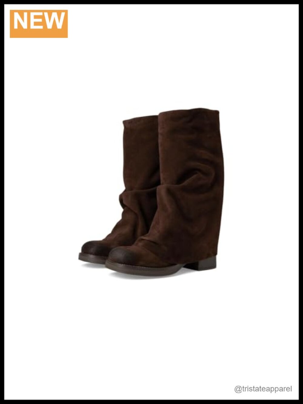 Steve Madden Suede Mid Calf Equestrian Boots Block Heel Pull-On
